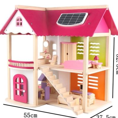 مبلمان خانه اسباب بازی چوبی طبیعی 37.5 سانتی متر Diy Wooden Dollhouse Furniture