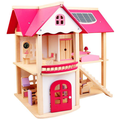 مبلمان خانه اسباب بازی چوبی طبیعی 37.5 سانتی متر Diy Wooden Dollhouse Furniture