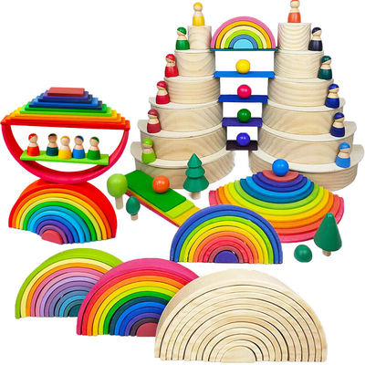 Montessori Wave Forest Stacker Tower Rainbow Toy Stacker