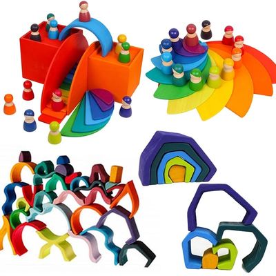 Montessori Wave Forest Stacker Tower Rainbow Toy Stacker