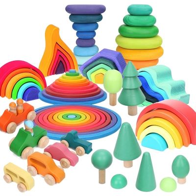 Montessori Wave Forest Stacker Tower Rainbow Toy Stacker