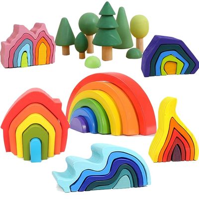 Montessori Wave Forest Stacker Tower Rainbow Toy Stacker