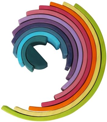 3D 2.75in Stacking Rainbow Wooden Rainbow Stacker 12 قطعه