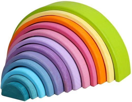 3D 2.75in Stacking Rainbow Wooden Rainbow Stacker 12 قطعه