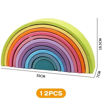 3D 2.75in Stacking Rainbow Wooden Rainbow Stacker 12 قطعه