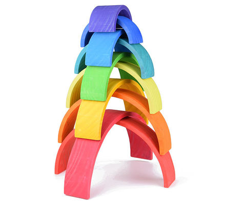 3D 2.75in Stacking Rainbow Wooden Rainbow Stacker 12 قطعه