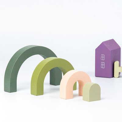 3D Jenga Building Wooden Rainbow Stacker Wooden Stacking Rainbow Pastel