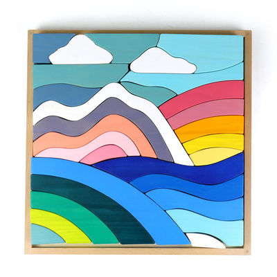 کودک 3 سانتی متر Sky Cloud Large Rainbow Stacker بلوک های چوبی بزرگ برای کودکان نوپا