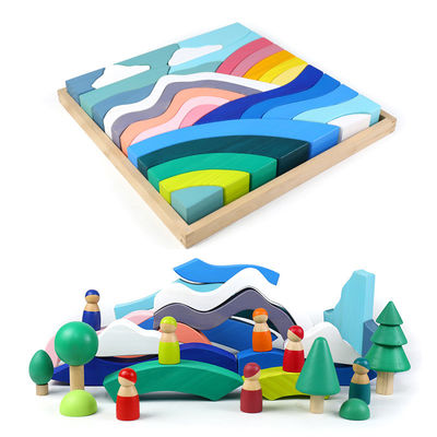 کودک 3 سانتی متر Sky Cloud Large Rainbow Stacker بلوک های چوبی بزرگ برای کودکان نوپا