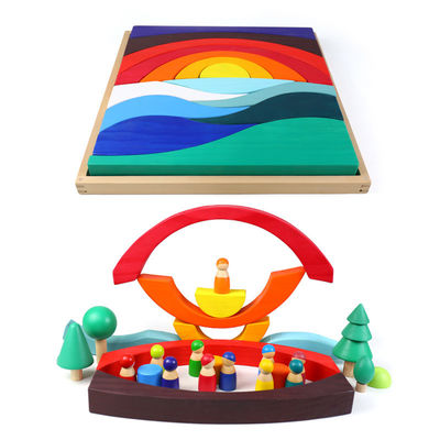 کودک 3 سانتی متر Sky Cloud Large Rainbow Stacker بلوک های چوبی بزرگ برای کودکان نوپا