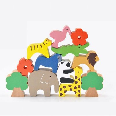 مجموعه بلوک های چوبی اسباب بازی های زیبا 16CM مجموعه بلوک های ساختمانی چوبی