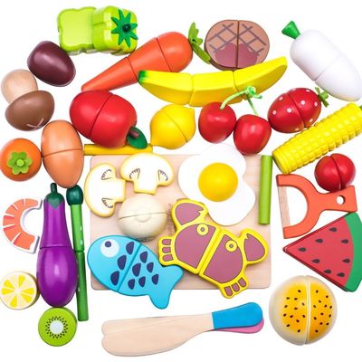 مجموعه برش میوه ای چوبی 19 سانتی متر آموزش اسباب بازی بچه ها
