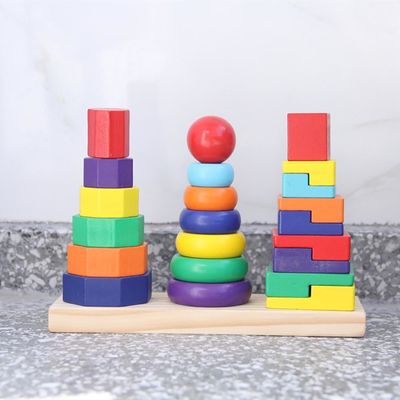 Stacker تخته مرتب سازی اسباب بازی بلوک های ساختمانی چوبی 21 سانتی متر