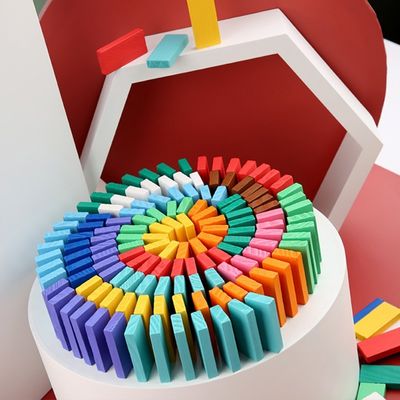 Rainbow Colored Dominoes For Toppling Professor Domino Rally