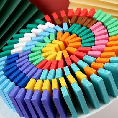 Rainbow Colored Dominoes For Toppling Professor Domino Rally