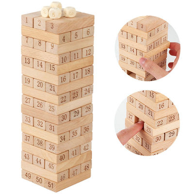 بلوک های ساختمانی Log 51PCS Log Dominos Jenga
