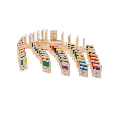 ISO9001 100 Flag Flag Wooden Domino Blocks Building Dominoes