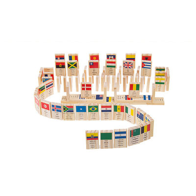 ISO9001 100 Flag Flag Wooden Domino Blocks Building Dominoes