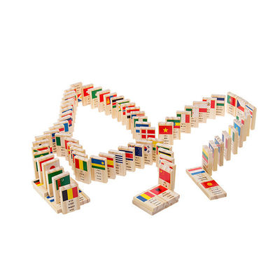 ISO9001 100 Flag Flag Wooden Domino Blocks Building Dominoes