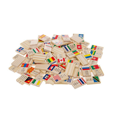 ISO9001 100 Flag Flag Wooden Domino Blocks Building Dominoes
