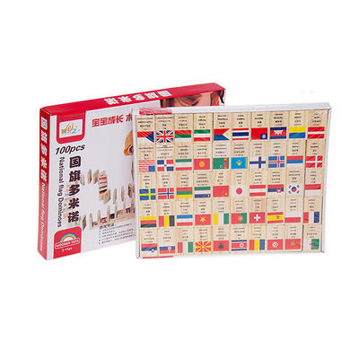 ISO9001 100 Flag Flag Wooden Domino Blocks Building Dominoes