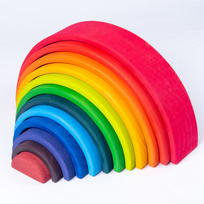 بازی 60 سانتی متر طبیعی چوبی Rainbow Stacker حکاکی لیزری کودک