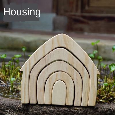 اسباب بازی های پازل بلوک چوبی Ins Wavy Rainbow Rainbow Wood بلوک های مرجانی گریم