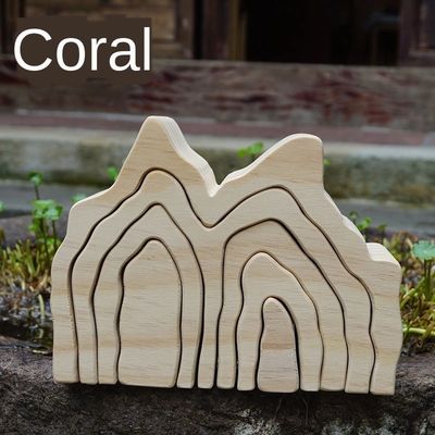 اسباب بازی های پازل بلوک چوبی Ins Wavy Rainbow Rainbow Wood بلوک های مرجانی گریم