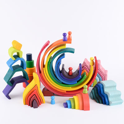بلوک های ساختمانی چوبی طبیعی 2.5 سانتی متری Montessori برای کودکان نوپا