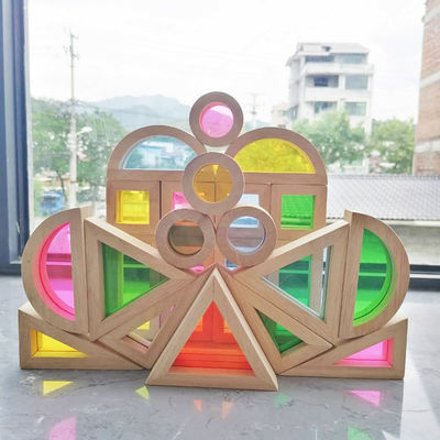 اسباب بازی انباشته رنگین کمان چوبی Rainbow Stacker 8.66in