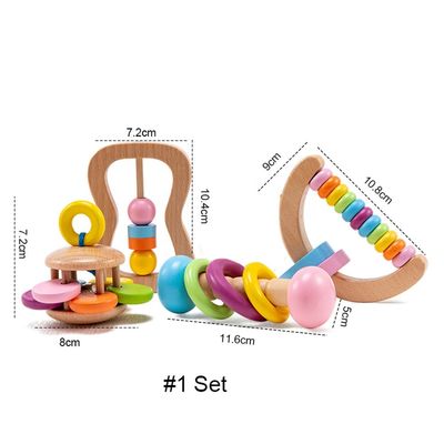 Rattle Soother 11.6cm اسباب بازی های دندانپزشکی چوبی درجه مواد غذایی چوبی Rattle Teether
