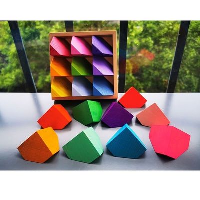 2300g 4cm Rainbow Wooden Flower Flower Puzzle Wooden Stone Stacking Game