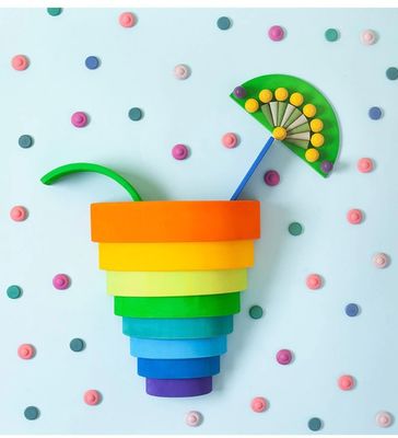 6 عدد اسباب بازی چوبی آموزشی Rainbow Stacker Montessori
