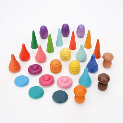 6 عدد اسباب بازی چوبی آموزشی Rainbow Stacker Montessori