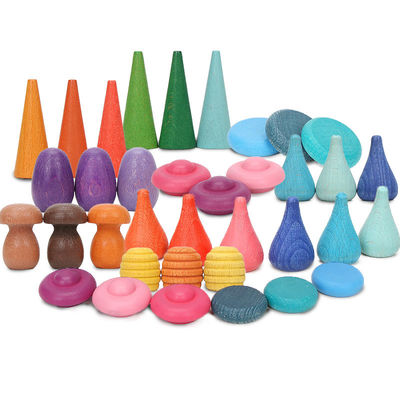 6 عدد اسباب بازی چوبی آموزشی Rainbow Stacker Montessori