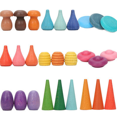 6 عدد اسباب بازی چوبی آموزشی Rainbow Stacker Montessori