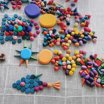 6 عدد اسباب بازی چوبی آموزشی Rainbow Stacker Montessori