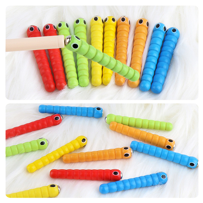بازی Wooden Bug Catching 5 Worms 1 Wooden Toys لوازم جانبی اسباب بازی های آموزشی Montessori