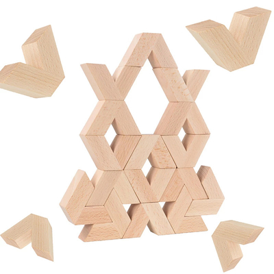 16 عدد V شکل بلوک های ساختمانی سه بعدی چوبی طبیعی بزرگ Toys Baby Unpaint Wooden Montessori آموزش انباشته بلوک ها به