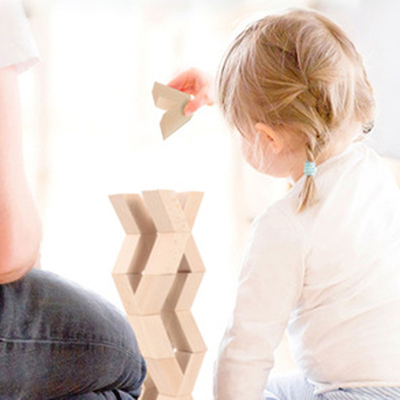 16 عدد V شکل بلوک های ساختمانی سه بعدی چوبی طبیعی بزرگ Toys Baby Unpaint Wooden Montessori آموزش انباشته بلوک ها به