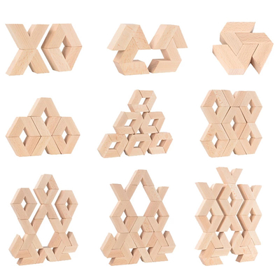 16 عدد V شکل بلوک های ساختمانی سه بعدی چوبی طبیعی بزرگ Toys Baby Unpaint Wooden Montessori آموزش انباشته بلوک ها به