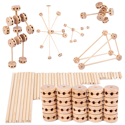 3D Construct Fort Wooden Blocks Building Toy Creative DIY for Children