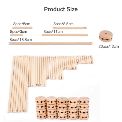 3D Construct Fort Wooden Blocks Building Toy Creative DIY for Children