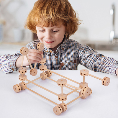 3D Construct Fort Wooden Blocks Building Toy Creative DIY for Children