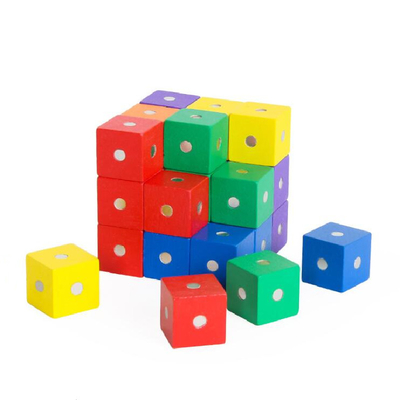 بلوک های مغناطیسی رنگین کمان مکعب مربع آموزشی 10 عدد 2X2X2cm چوبی