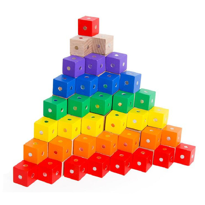 بلوک های مغناطیسی رنگین کمان مکعب مربع آموزشی 10 عدد 2X2X2cm چوبی