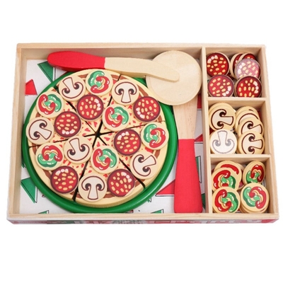 64 عدد Pretend Play اسباب بازی چوبی پیتزا برای کودکان آشپزی غذا