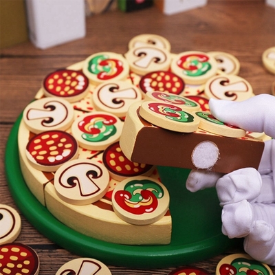 64 عدد Pretend Play اسباب بازی چوبی پیتزا برای کودکان آشپزی غذا