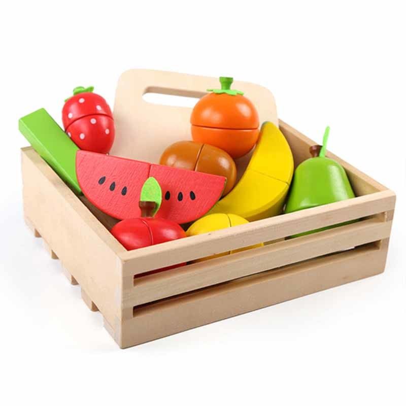 مجموعه برش میوه ای چوبی 19 سانتی متر آموزش اسباب بازی بچه ها