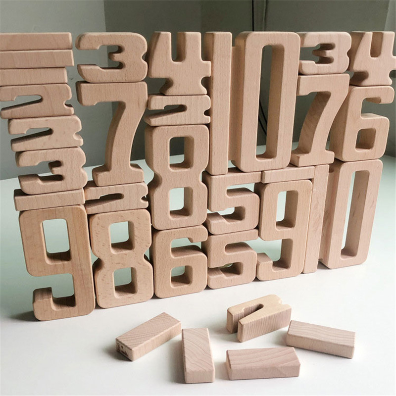 تعداد بلوک های ساختمانی اسباب بازی های دیجیتال ریاضی چوبی بلوک تعادل کودک Jenga Toy Montessori آموزشی اسباب بازی های چوب طبیعی fo